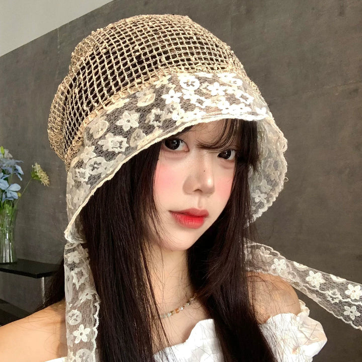 Floral Patchwork Crochet Headscarf Hat, product view 1