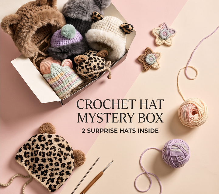 Crochet Handmade limited-series blind box containing two handmade crochet hats