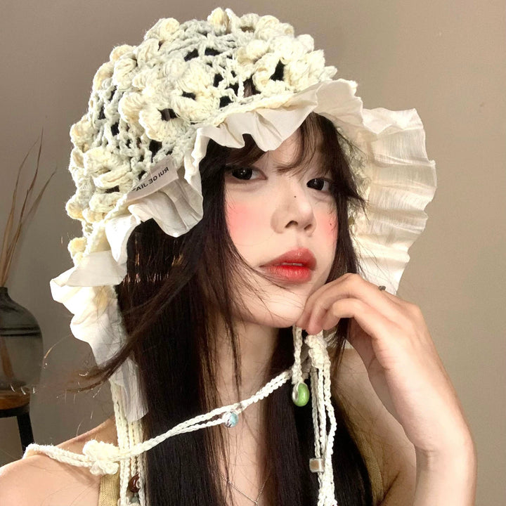 Beaded Tassel Crochet Headscarf Hat, product view 1